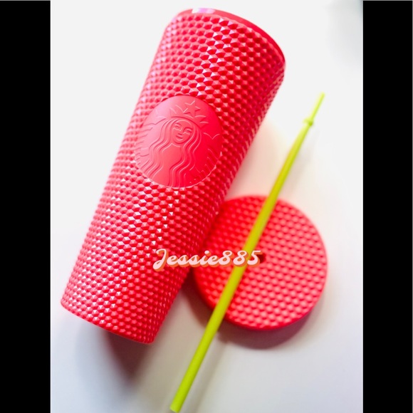 Starbucks Accessories - Starbucks Studded ‘Dragonfruit’ Coral Bling tumbler